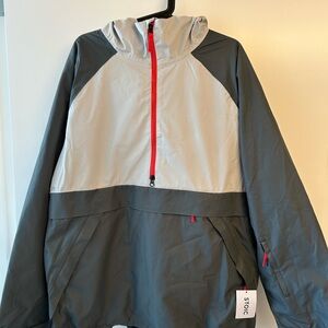 Stoic - Gray and Cream Hooded Jacket with Red Accents (ski/snowboard) - large